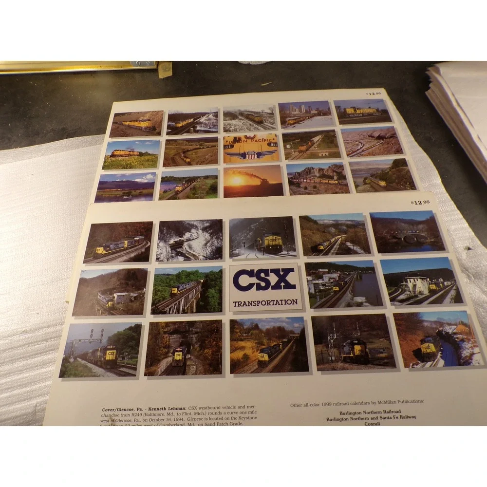 1999 McMillan Publications Color Calendars Union Pacific CSX Transportation Lot